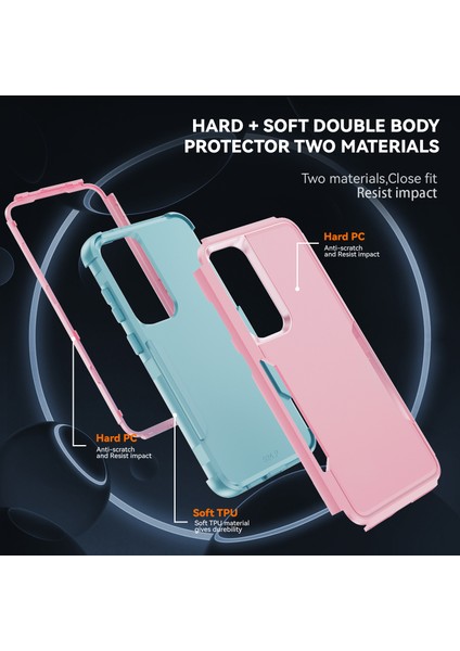 Samsung Galaxy S25/S24 Kılıf 3'ü 1 Arada Darbeye Dayanıklı Tpu Pc Telefon Kapağı-Pembe+Gri Yeşil (Yurt Dışından) indirimleri