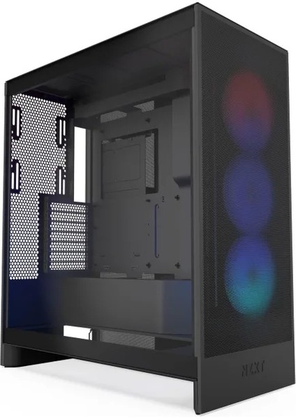 CM-H71FB-01 Atx Hızlı Çıkarılan Temperli Cam Yan Panel Mid Tower Pc Oyun Kasası Rgb Fans H7 Flow Rgb 2024 Siyah
