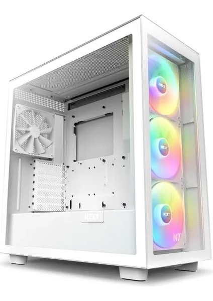 CM-H71FB-01 Atx Hızlı Çıkarılan Temperli Cam Yan Panel Mid Tower Pc Oyun Kasası Rgb Fans H7 Elite 2023 Beyaz