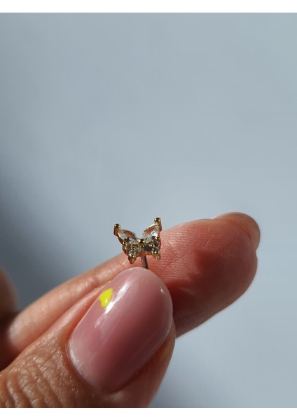 Kelebek Çelik Zirkon Taşlı Tragus Helix Lob Kıkırdak Piercing fiyatları