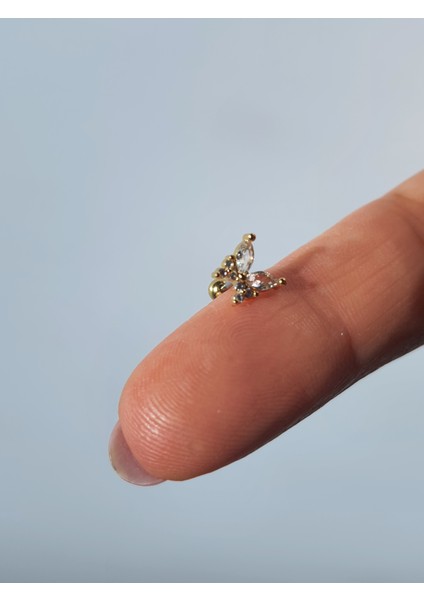 Kelebek Çelik Zirkon Taşlı Tragus Helix Lob Kıkırdak Piercing fırsatları