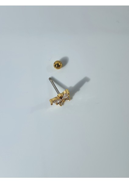 Kelebek Çelik Zirkon Taşlı Tragus Helix Lob Kıkırdak Piercing indirimleri