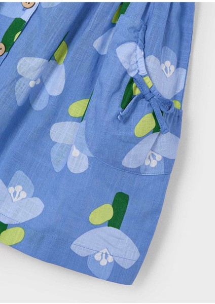 Kız Çocuk Düğmeli Çiçek Desenli Elbise 3960 Mavi fırsatları