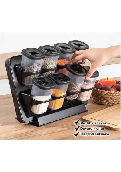 Violet Duvara Monte Döner Kapaklı 8'li Baharatlık