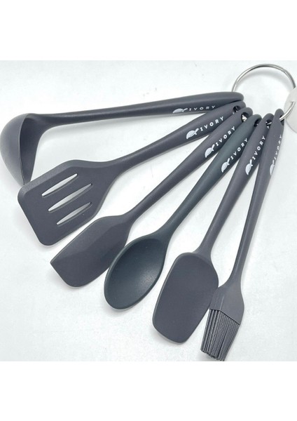 6 Lı Spatula Mini Kepçe Seti (Yeni Ürün Kaşık Kepçe Stapula Seti) 22 cm