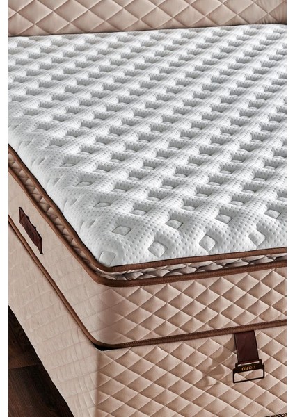Baklava Yatak 90X200 cm Tek Kişilik Ultra Ortopedik Çok Sert Pedli Lüks Yatak 30 cm Krem Kumaş