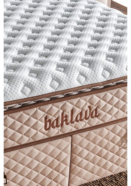 Baklava Yatak 90X200 cm Tek Kişilik Ultra Ortopedik Çok Sert Pedli Lüks Yatak 30 cm Krem Kumaş