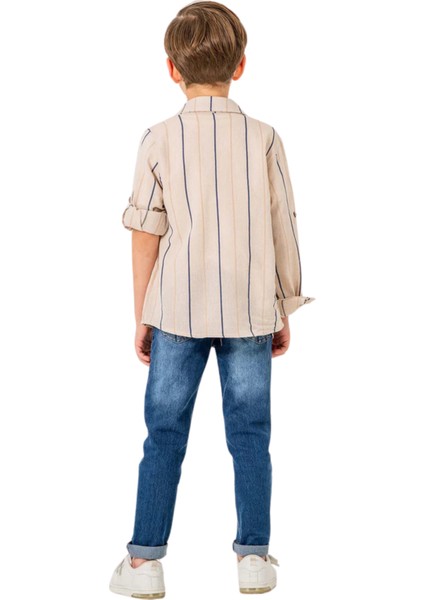 Jeans Pantolonlu Çizgili Gömlekli 3'lü Erkek Takım indirimleri