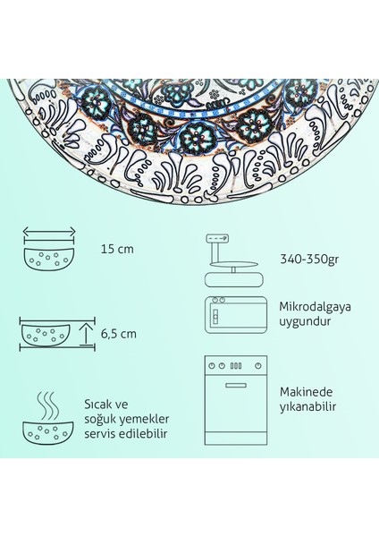 Desenli, Sıcak ve Soğuk Yiyeceklere Uygun Seramik Çukur Kase-Tabak, Çorba Kasesi, Salata Kasase fırsatları