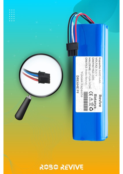 Dreame F9 Uyumlu Akıllı Robot Süpürge Bataryası (Yüksek Kapasite) 14.4V 6400MAH Li-Ion Pil