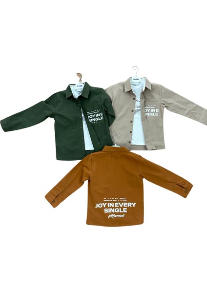 JOYINE BASKILI T-SHIRTLU ERKEK GÖMLEK