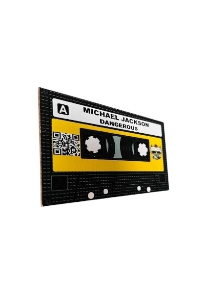Michael Jackson Dangerous Yazılı Teyp Kaset Tasarımlı Ahşap Mdf Duvar Süsü