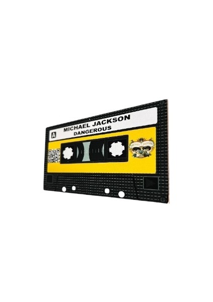 Michael Jackson Dangerous Yazılı Teyp Kaset Tasarımlı Ahşap Mdf Duvar Süsü