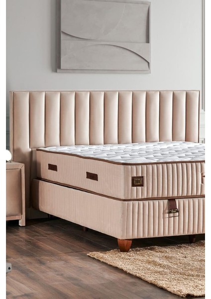 Hades Başlık 150 cm Çift Kişilik Yatak Başlığı - Krem Babyface Kumaşlı Lüks Baza Başlığı