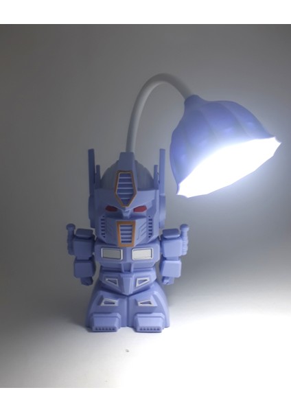 Işıklı Şarjlı Kalemtraşlı Robot Mavi Masa Lambası fiyatları