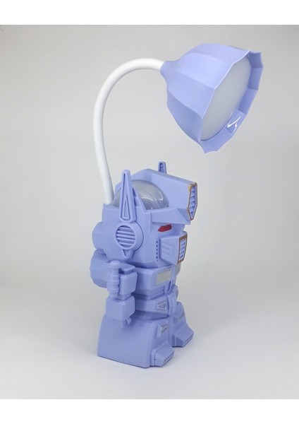 Işıklı Şarjlı Kalemtraşlı Robot Mavi Masa Lambası modelleri