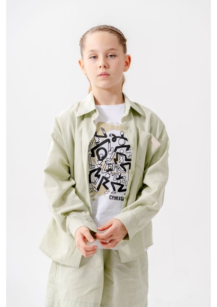 Kız Çocuk Yan Pileli Gömlek T-Shirt Ikili Takım 1809 modelleri