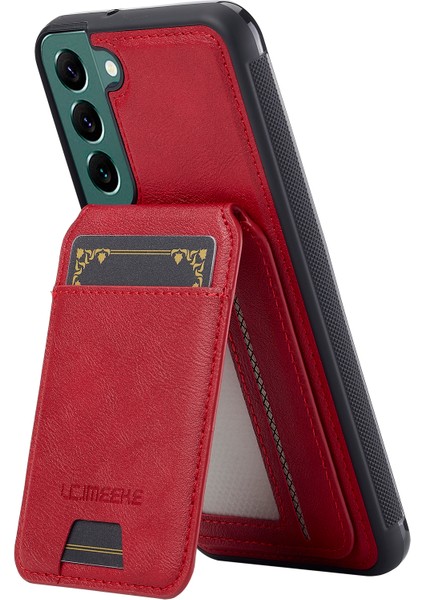 Lc.ımeeke L3 Samsung Galaxy S21 Fe 5g Manyetik Kılıf Çıkarılabilir Kart Tutucu Deri Tpu Mobil Kapak-Kırmızı (Yurt Dışından)
