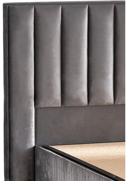 Hades Başlık 120 cm Tek Kişilik Yatak Başlığı - Koyu Gri Babyface Kumaşlı Lüks Baza Başlığı
