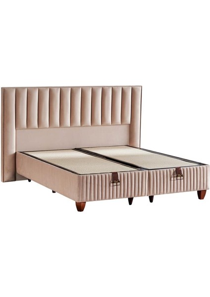 Hades Lüks Baza ve Başlık Seti 100 x 200 cm Tek Kişilik Baza ve Başlık Takımı Krem Özel Kumaş