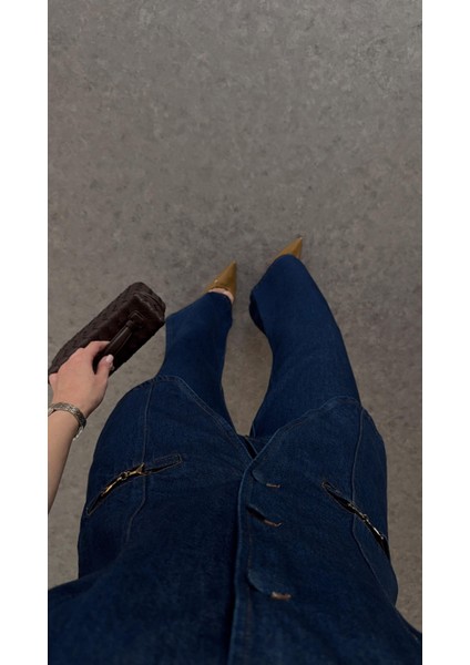 Gold Detaylı Denim Takım