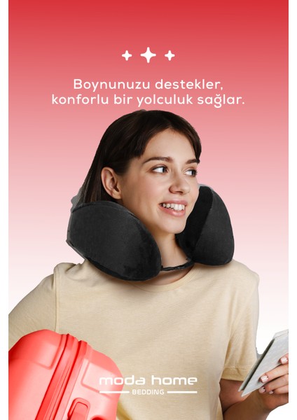 2 Adet Visco Ortopedik Seyahat Yastığı-Visco Yastık,çıkarılabilir Kılıf, Lüks Seyahat Yastığı Siyah modelleri