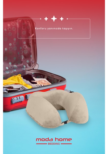 2 Adet Visco Ortopedik Seyahat Yastığı-Visco Yastık,çıkarılabilir Kılıf, Lüks Seyahat Yastığı Bej fırsatları