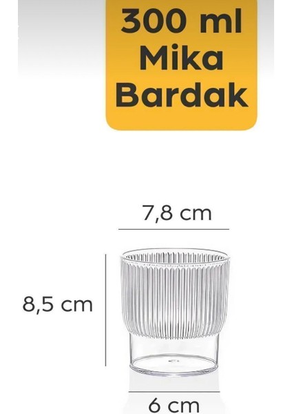 Tokyo 6 Adet 300 ml Mika Şık Tasarım Bardak Meşrubat Sunum Su Bardağı - Cam Değildir En