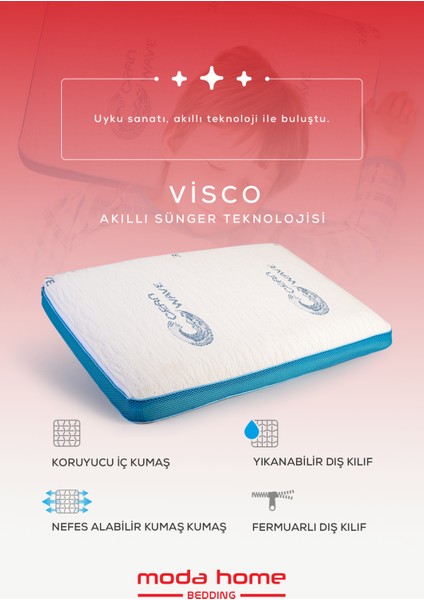 2 Adet Visco Comfy Çocuk Yastığı MAVİ, Visco yastık, Ortopedik yastık