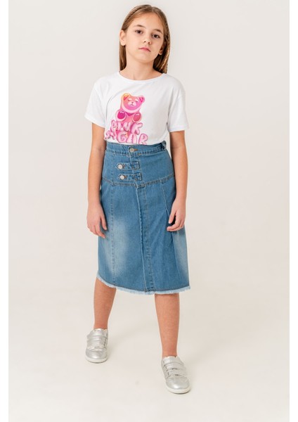 Kız Çocuk Yan Patlı Kot Etek 2600