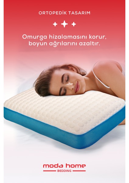2 Adet Visco Bubbli Tombik Yastık MAVİ, Visco yastık, Ortopedik yastık