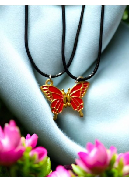 Kelebek Kırmızı Renkli Iki Adet Mıknatıslı Çift Sevgili Anahtarlık fırsatları