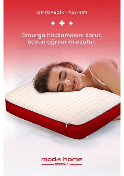 2 Adet Visco Bubbli Tombik Yastık BORDO , Visco yastık, Ortopedik yastık