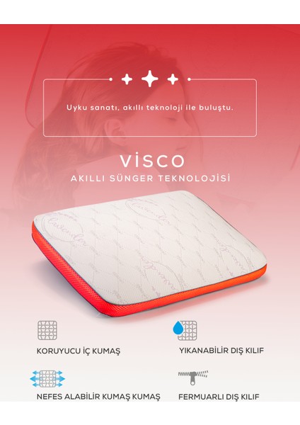 Visco Comfy Çocuk Yastığı Pembe, Visco Yastık, Ortopedik Yastık