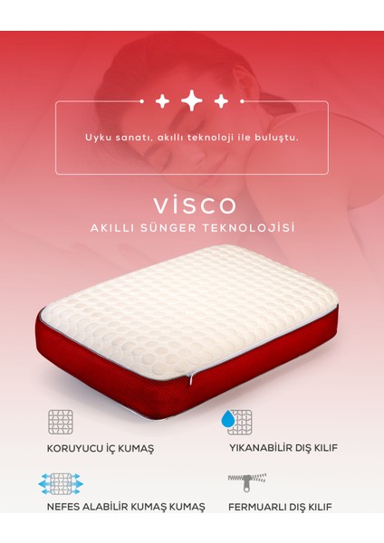 Visco Bubbli Tombik Yastık BORDO , Visco yastık, Ortopedik yastık