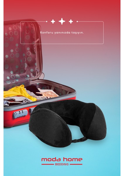 Visco Ortopedik Seyahat Yastığı-Visco Yastık,çıkarılabilir Kılıf, Lüks Seyahat Yastığı Siyah fırsatları