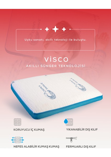 Visco Comfy Çocuk Yastığı Mavi, Visco Yastık, Ortopedik Yastık