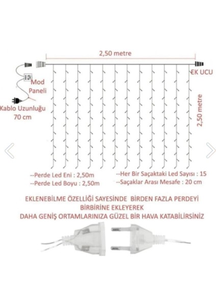 Perde LED Sarı Işık