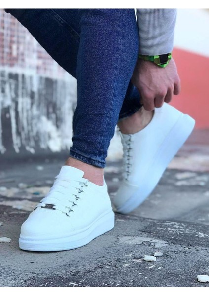 LISINYA947 CZ08 Beyaz Düz Erkek Casual Ayakkabı - 370854-1453