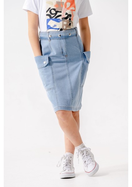 Kız Çocuk Yan Cepli Kot Etek 2954