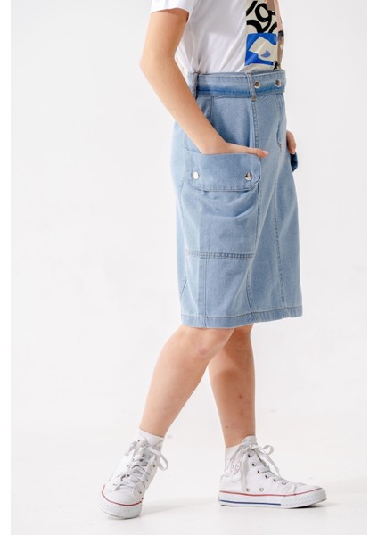 Kız Çocuk Yan Cepli Kot Etek 2954 modelleri