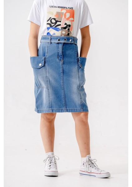 Kız Çocuk Yan Cepli Kot Etek 2954