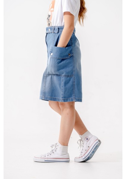 Kız Çocuk Yan Cepli Kot Etek 2954 modelleri