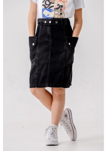 Kız Çocuk Yan Cepli Kot Etek 2954