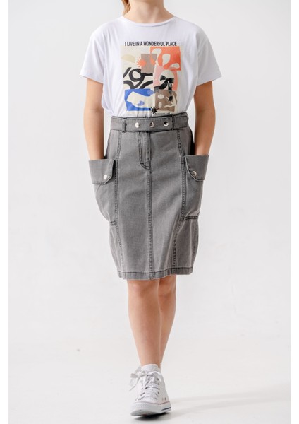 Kız Çocuk Yan Cepli Kot Etek 2954