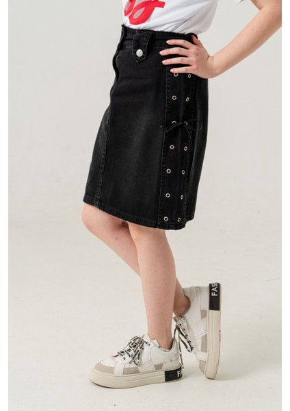 Kız Çocuk Yan Kuşgözlü Kot Etek 2956 fiyatları