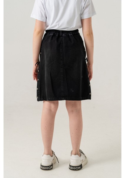 Kız Çocuk Yan Kuşgözlü Kot Etek 2956 modelleri