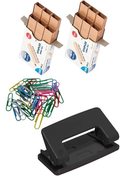 Masa Üstü Ofis Paketi 13 Parça Fotokopi Kağıdı Metal Evrak Rafı Metal Kalemlik Zımba Makinesi Teli Delegeç Çöp Kovası Küp Notluk