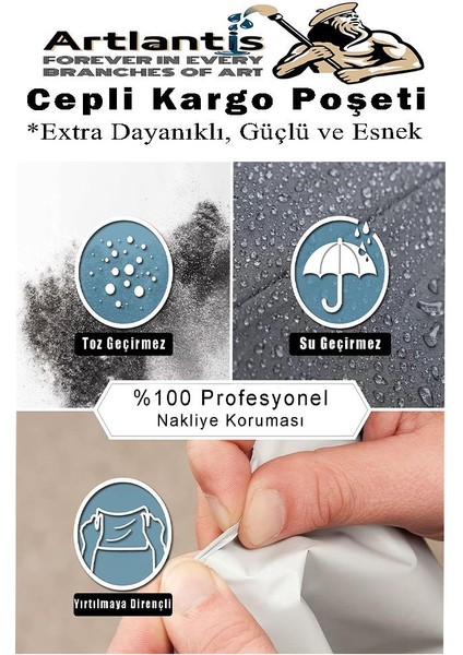 Plastik Kargo Poşeti Cepli 18X25+5 cm 50 Adet 1 Paket Ekonomik Cepli Kargo Poşeti Dayanıklı Gri Esnek