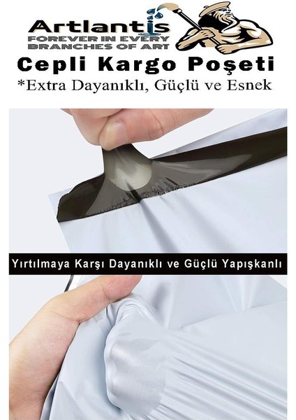 Plastik Kargo Poşeti Cepli 18X25+5 cm 50 Adet 1 Paket Ekonomik Cepli Kargo Poşeti Dayanıklı Gri Esnek